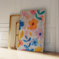 Póster de pintura en lienzo con estampados de arte de pared de flores modernas rosas, azules y amarillas entrelazadas para decoración del hogar de la sala de estar