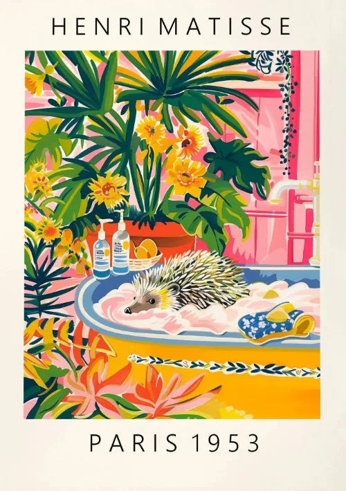 Matisse Animals in The Bathroom Poster Wild Animals Matisse Art Painting Wall Decor Colorful Wall Decoration Canvas Prints Gift