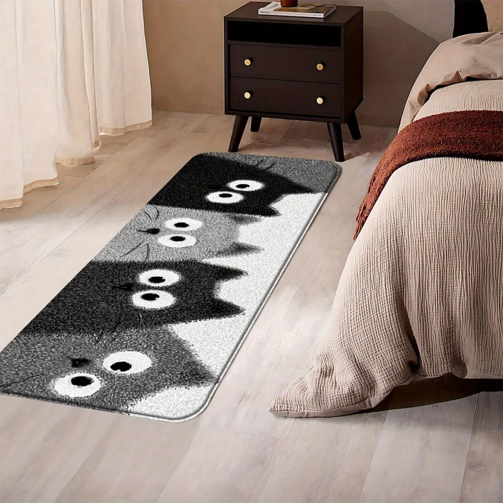 Tapis de sol de dessin animé VIKAMA 4 chatons, tapis de bain doux, paillasson, tapis de cuisine, tapis de salon doux d'hiver pour chambre à coucher, maison