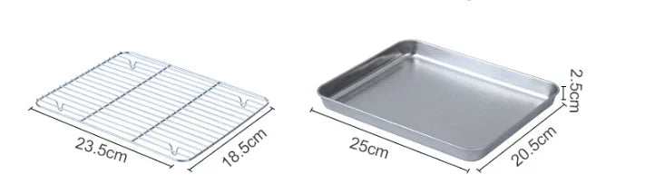 Malla de alambre 304 para cocinar al vapor, soporte para barbacoa, rejilla de malla para parrilla, placa cuadrada profunda de acero inoxidable al carbono, bandejas de almacenamiento para cafetería