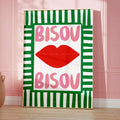 Maximalista Ecléctico Rosa Citas Francesas Bisou Bisou Bonjour Bonne Nuit Lienzo de Pared Pintura Pósters Decoración Hogar Salón