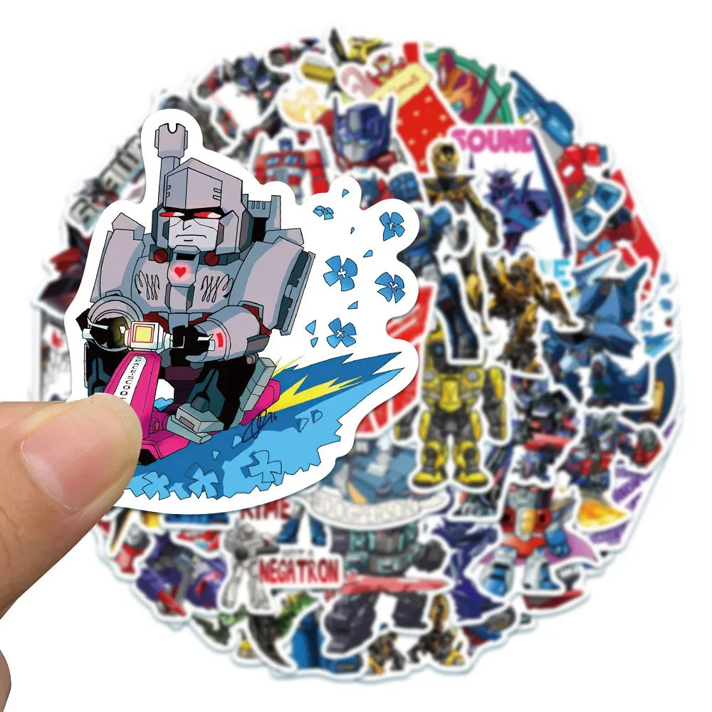 50 pegatinas de Autobot Transformers para laptop, motocicleta, automóvil, patineta, equipaje, bicicleta, calcomanías impermeables, juguetes para niños