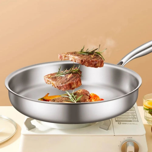 Sartén de acero inoxidable 304, sartén antiadherente para freír, olla para filetes, utensilios de cocina sin revestimiento para estufa de gas y cocina de inducción
