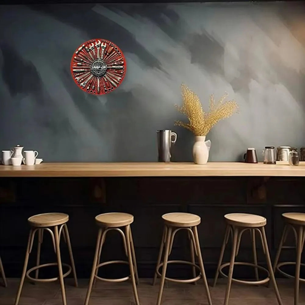 UniqueVintage - Cartel decorativo de pared de aluminio con diseños de herramientas, llave inglesa y destornillador - Ideal para la decoración del hogar y bares