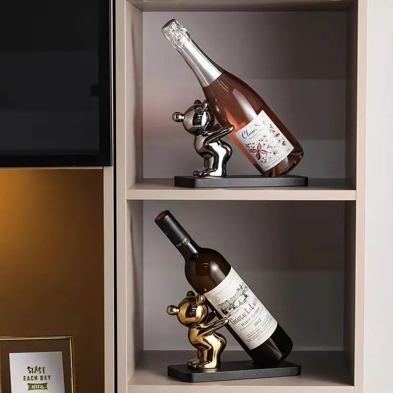 Soporte de almacenamiento de encimera para botellas de vino de oso de burbujas de cerámica para bodas, fiestas y decoración del hogar
