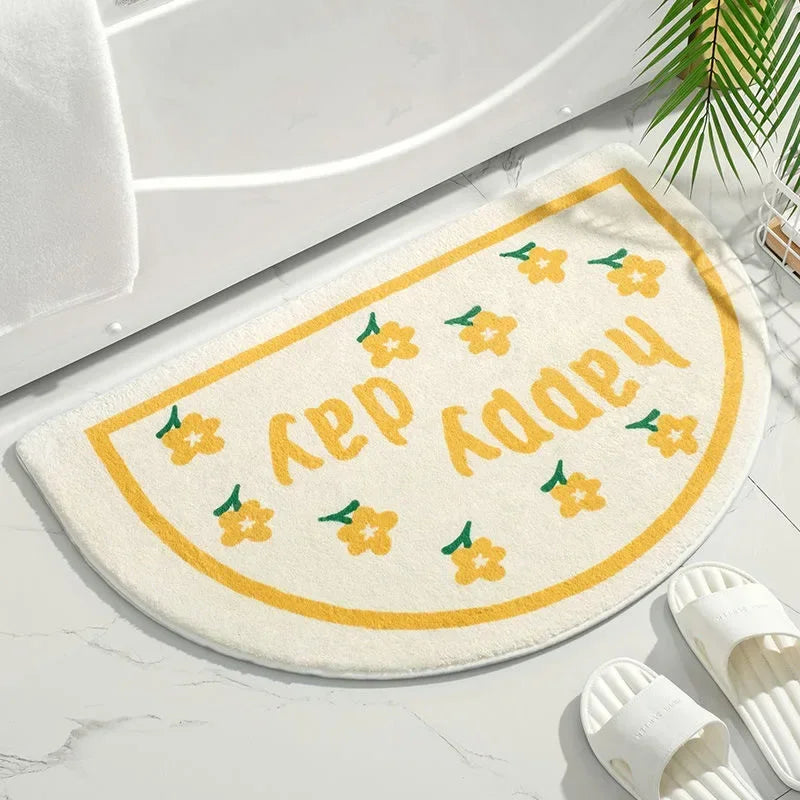 VIKAMA | Alfombra de cachemira sintética con flores frescas - Antideslizante, alfombrilla de baño absorbente/felpudo para salón/alfombrilla multiusos