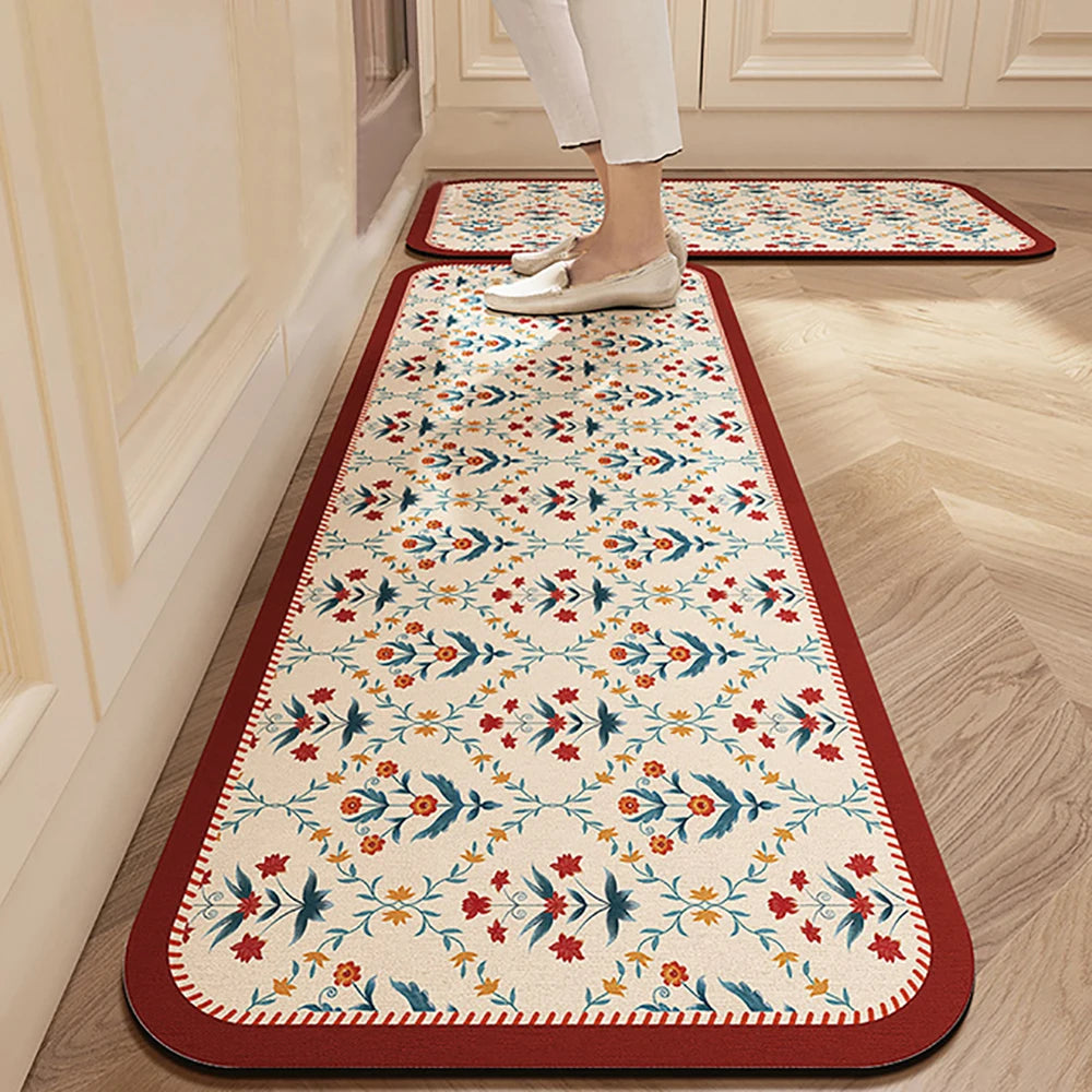 VIKAMA 1/2PCS Alfombra de cocina resistente al aceite, alfombra de baño absorbente de secado rápido, felpudo antideslizante para decoración del hogar