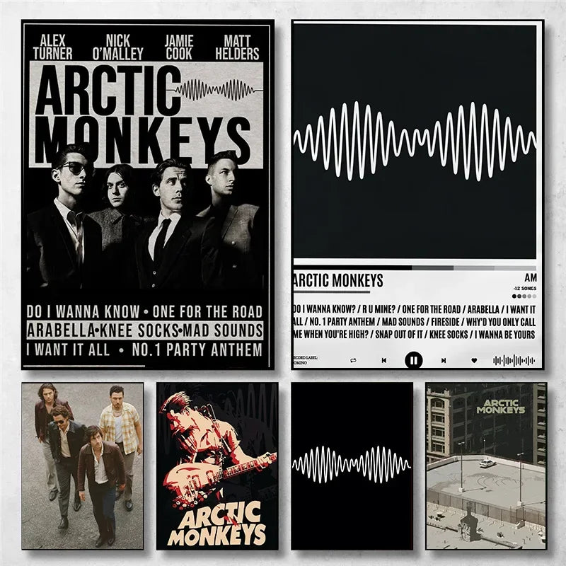 Póster Vintage Arctic Monkeys Rock Band Música Portada Serie Arte Pintura Lienzo Impresión Pared Sala Estar Decoración del Hogar