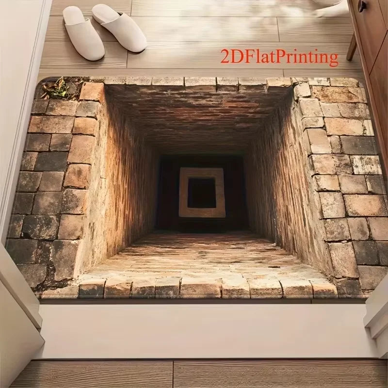 VIKAMA Felpudo Alfombra 2D Ilusión Óptica Diseño Cueva Infinita para Dormitorio Alfombra para Sala de Estar Felpudo de Bienvenida Decoración del Hogar