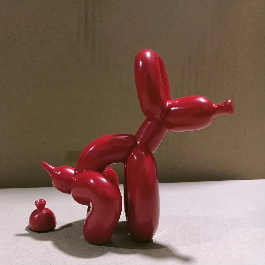 Statue décorative moderne d'animal chien ballon accroupi, convient pour l'intérieur, salon, ferme, chambre, bureau, meuble en bois