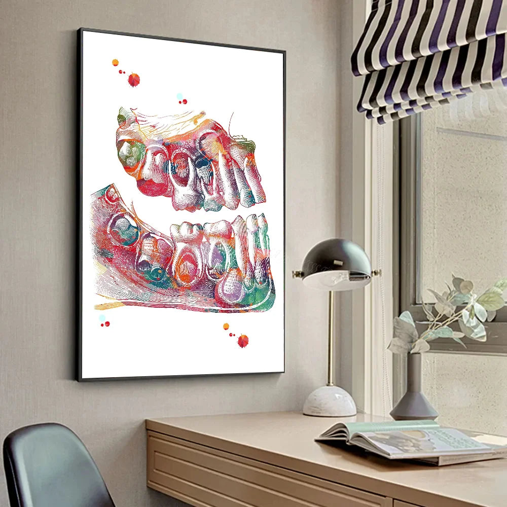 Anatomie Dents Humaines Affiches d'Art Rangée de Dents Illustration Affiche HD Posters Maison Chambre Bar Café Décoration Murale Peinture Photo