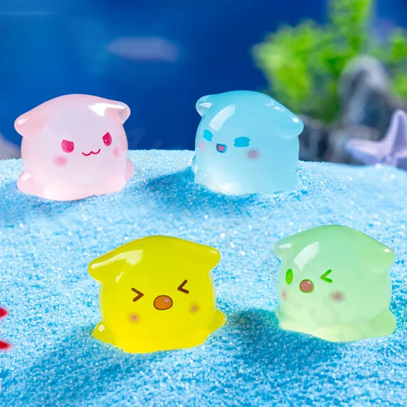 6-20 Piezas Miniaturas Figuritas Bonito Pulpo Luminoso de Dibujos Animados Adornos de Paisaje Decoraciones para el Hogar Accesorios de Decoración de Habitaciones Regalos