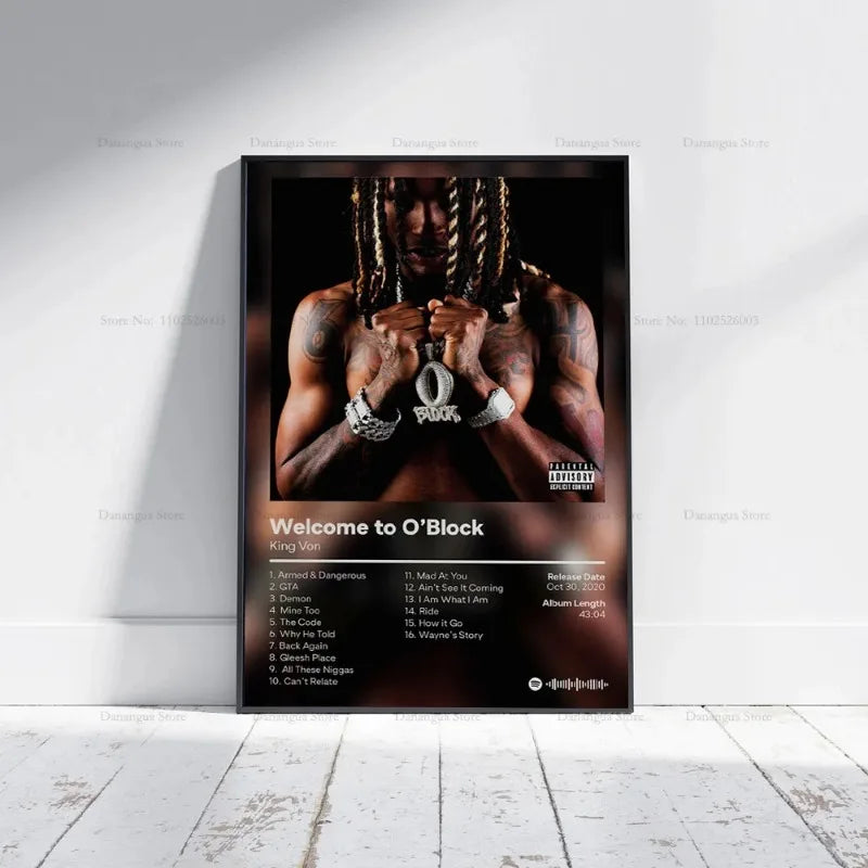 Póster de álbum de música, impresiones de póster, arte de pared, póster de King de Welcome To O Block, pintura en lienzo, regalo, foto, decoración para el hogar y habitación.