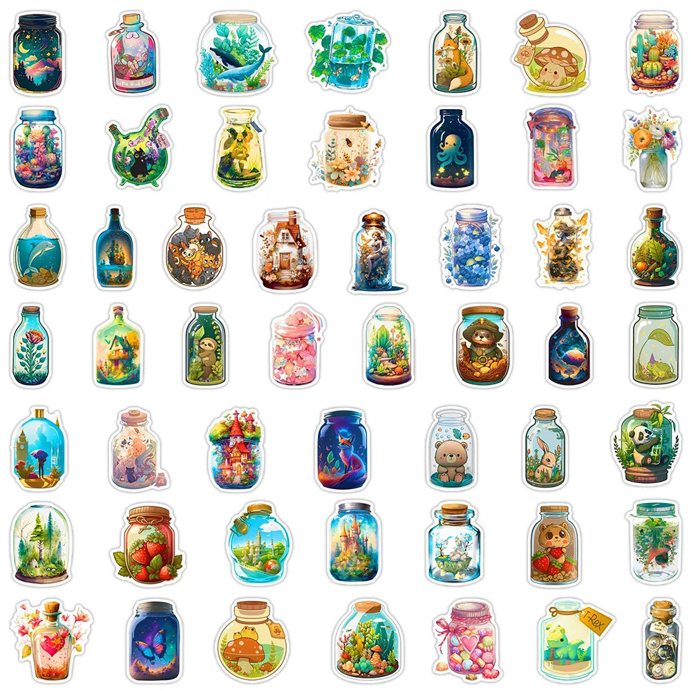 10/30/50 PIÈCES Style INS Bouteille Monde Dessin Animé Esthétique Autocollants Bagages Skateboard Mignon Graffiti Fille Gradient Autocollant Décalcomanie Jouet