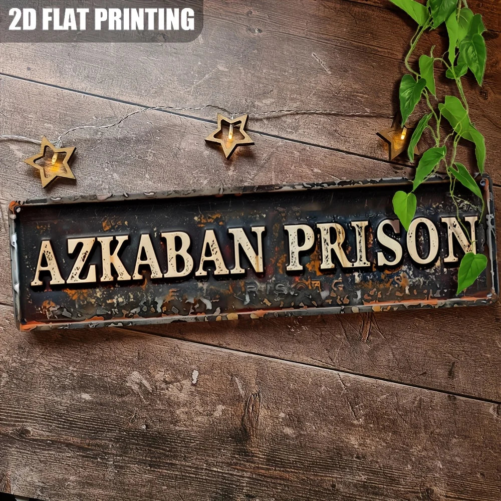 Letrero Vintage de Metal y Aluminio "PRISIÓN DE AZKABAN" - Letrero Decorativo de Pared para Casa, Granja, Dormitorio, Porche | Letrero Vintage Multiusos S