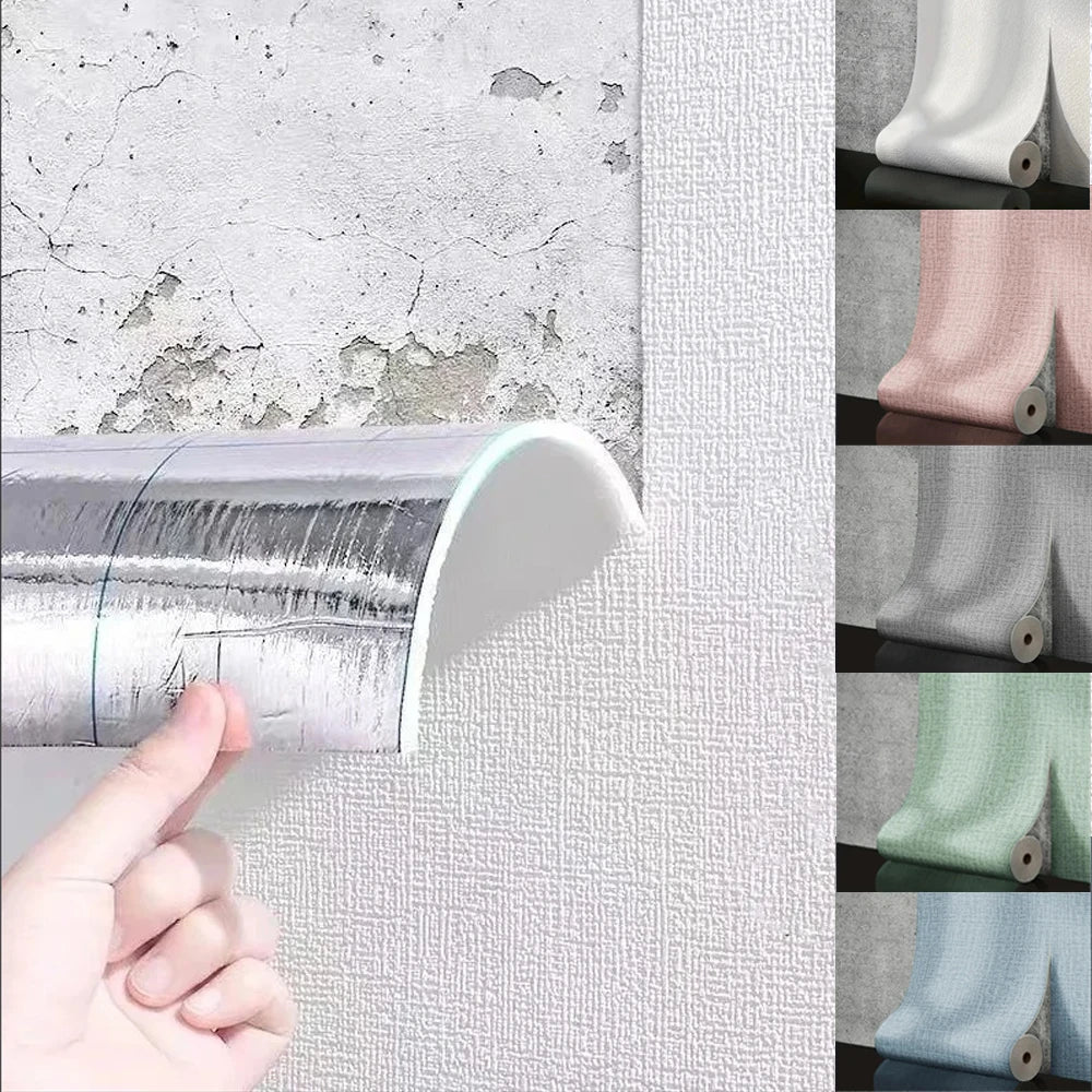 Panel de pared de espuma autoadhesivo de 50 cm de ancho 3D de lino PVC texturizado, impermeable, insonorizado, removible para sala de estar, dormitorio, decoración del hogar