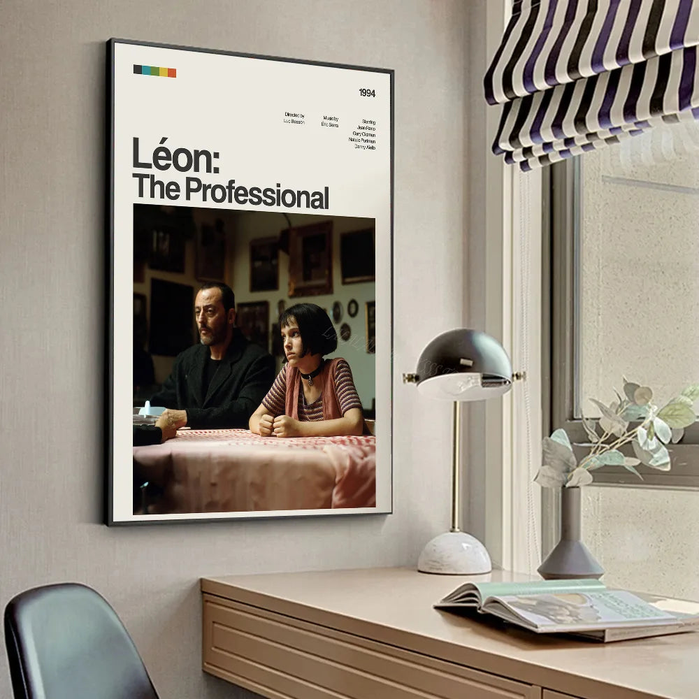 Póster Retro Vintage Minimalista de Película Leon Leon_ El Profesional Pósters HD Decoración Hogar Habitación Bar Cafetería Pintura Mural Artística