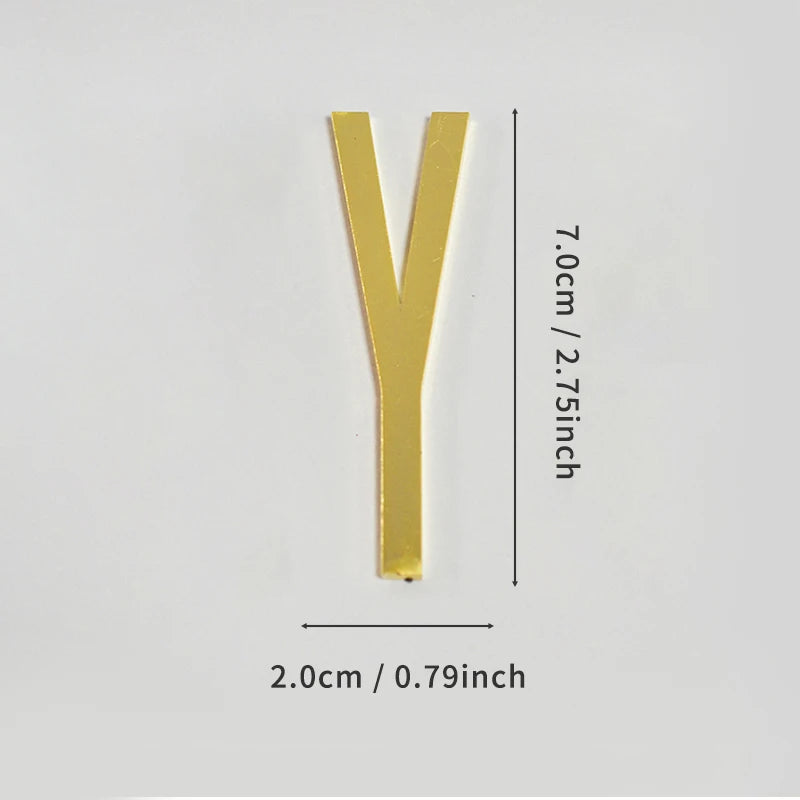Golden Self Adhesive House Number Metal English Alphabet Letters for Apartment Room Door Plate Table Mailbox Number Stickers 7cm