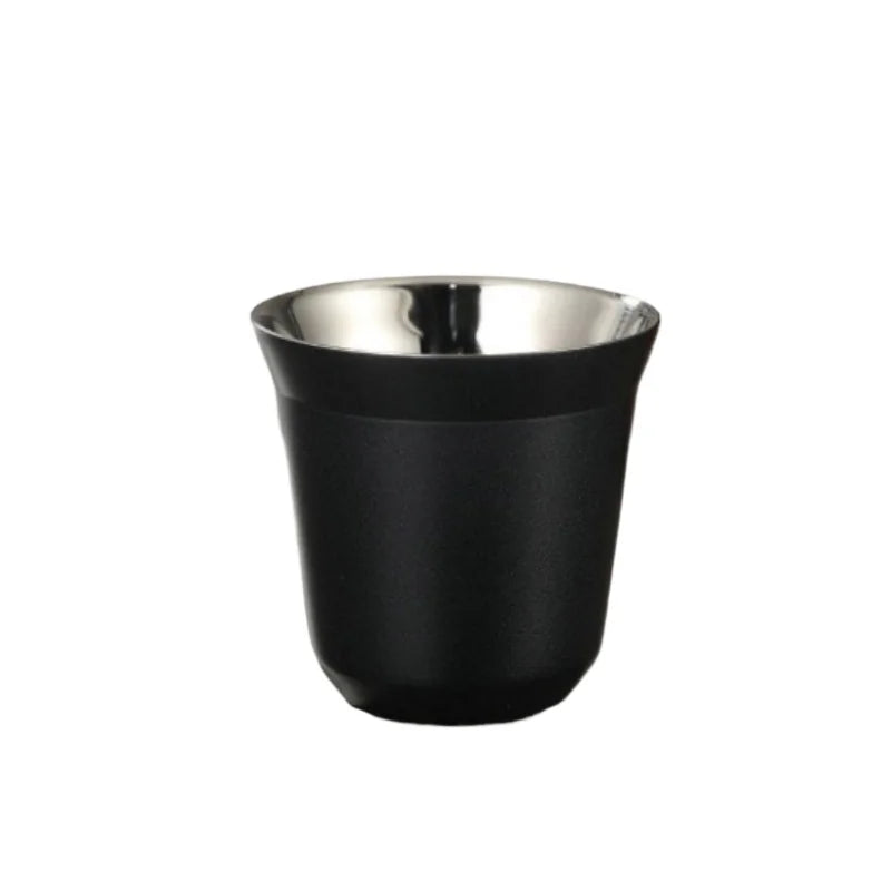 Nouvelle tasse à café capsule à double paroi en acier inoxydable, fond plat, simple et estival, couleur unie de haute qualité.