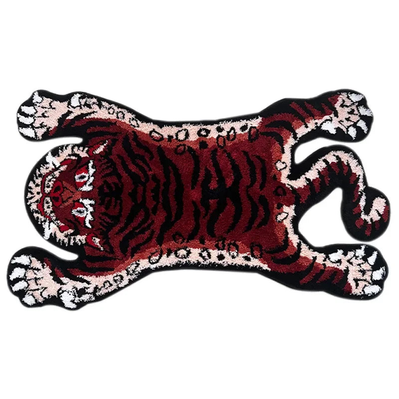 Alfombra con estampado de tigre VIKAMA, alfombra suave de imitación cachemir, alfombra cálida para mesita de noche de dormitorio, alfombrilla para el suelo de la sala de estar, decoración del hogar