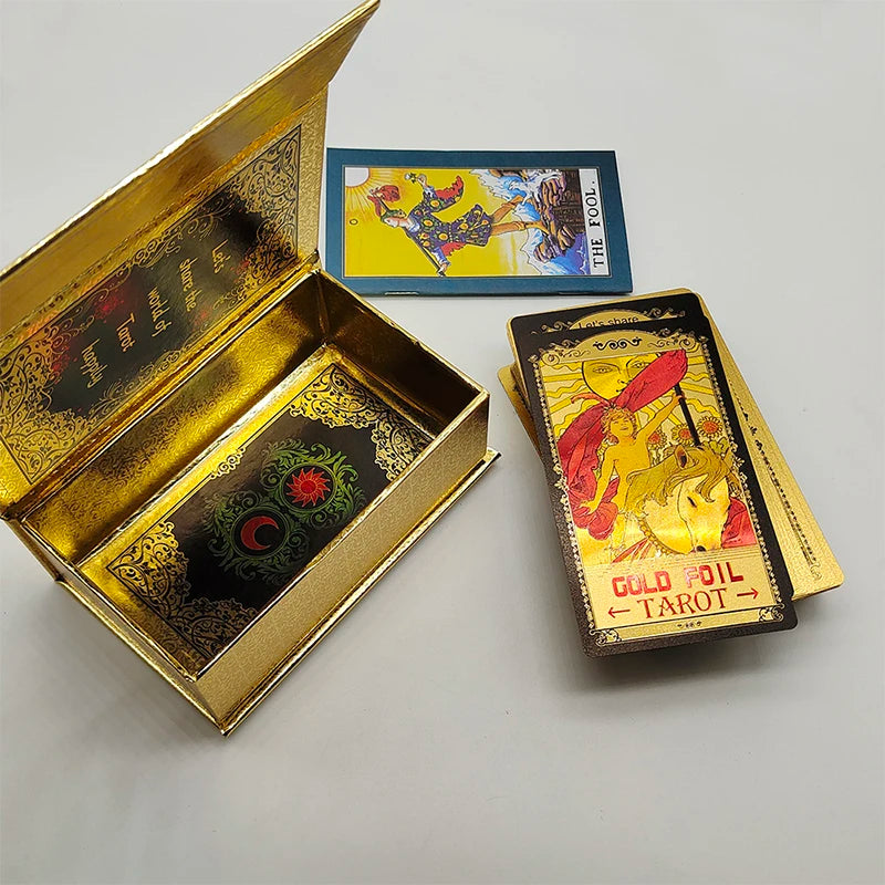 Nouvelle version de cartes oracle de tarot de qualité supérieure avec feuille d'or, manuel illustré en couleurs et boîte magnétique