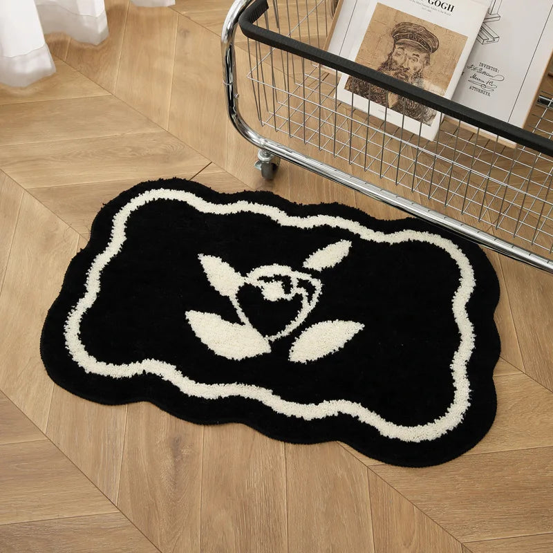 Alfombra de imitación de cachemira, estilo nórdico, en blanco y negro, VIKAMA, cómoda, aislante, para porche, entrada, baño, alfombra para puerta, decoración del hogar