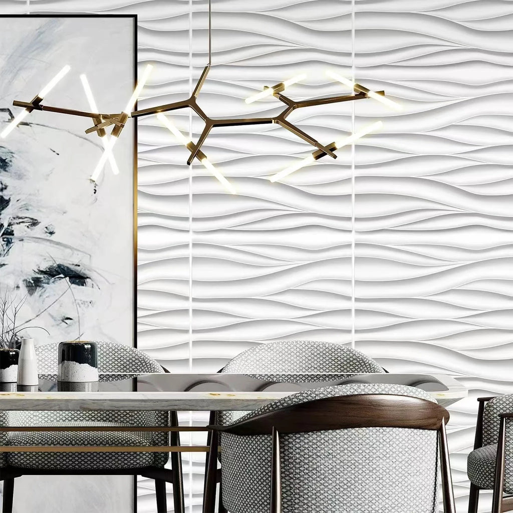 Paneles de pared de onda tridimensionales de 30x30 cm, decoración de pared interior, papel tapiz pintable, paneles de revestimiento de pared 3D para sala de estar