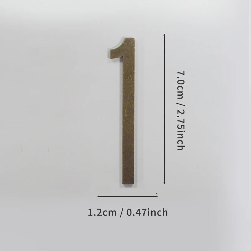 Bronze Door Number with Backing Adhesive 7cm Metal House Number Apartment Door Number for Outdoor Hotel Home Mailbox Label