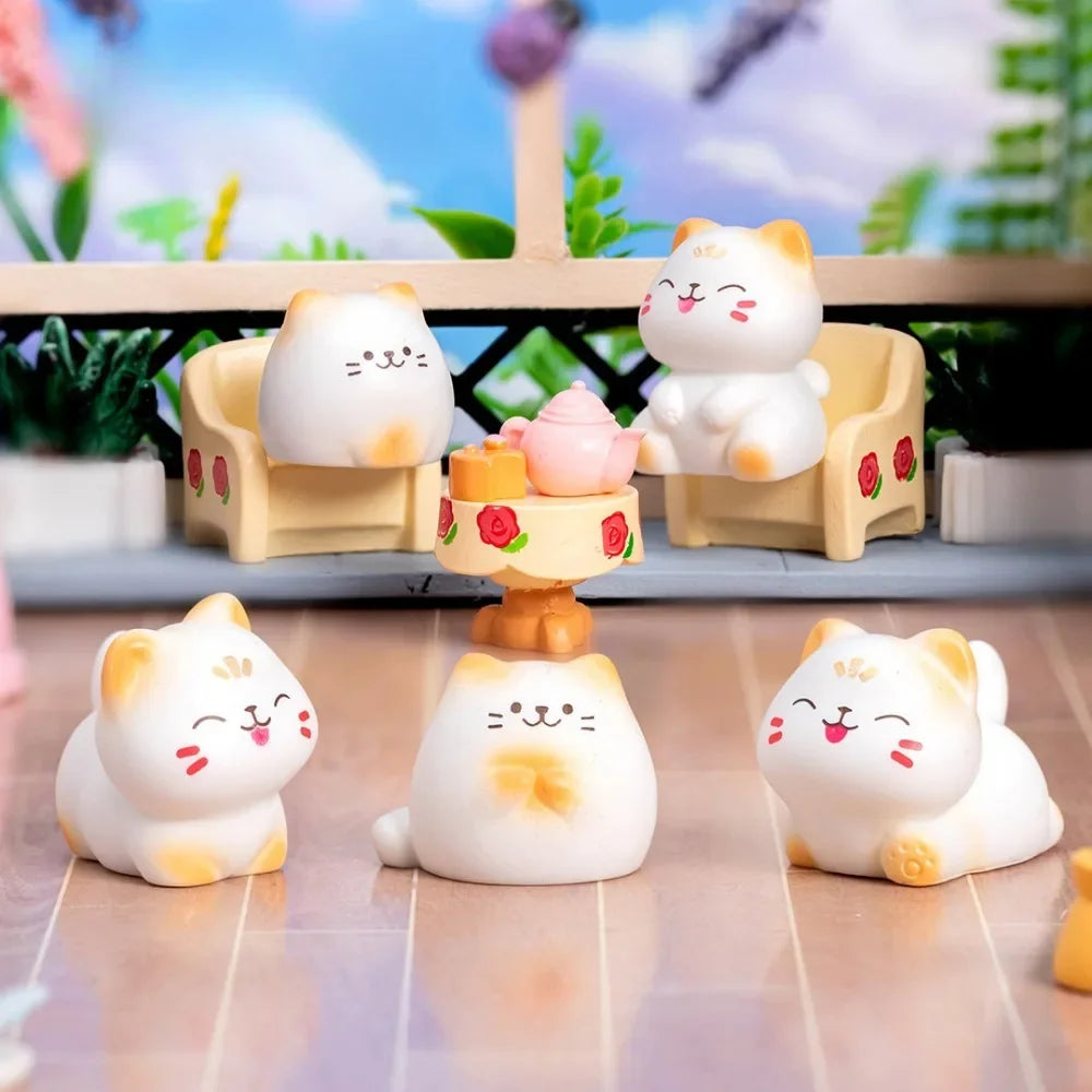 8pcs Mini Cats Ornament Fairy Garden Kitten Statue Gift Kids Children Baby Room Decoration Toys Miniature Figurines Home Decor
