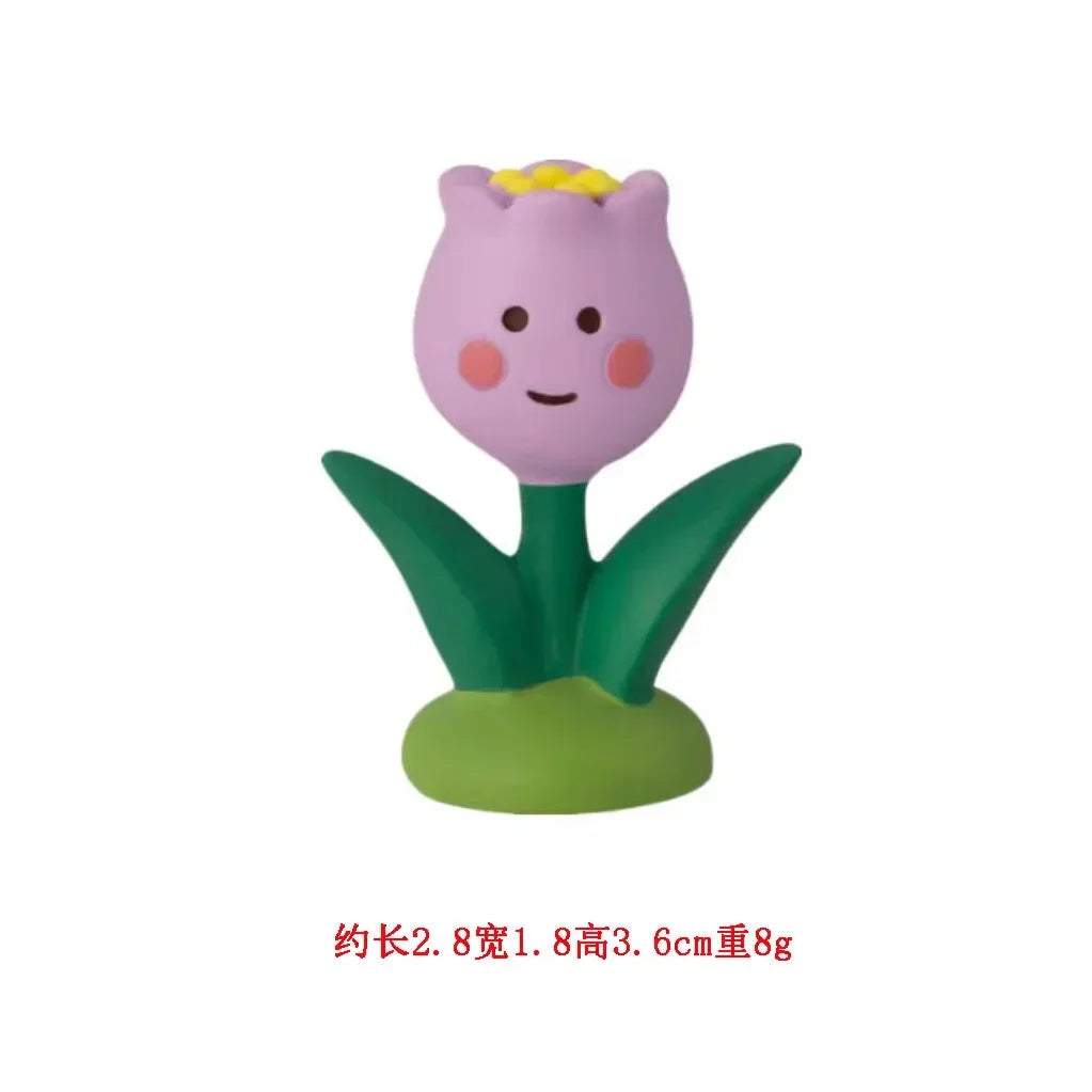 Escena de flores de primavera para decoración del hogar, serie de escenas de granja, juego de decoración para estanterías, adornos de muñecas de juguete para niños.