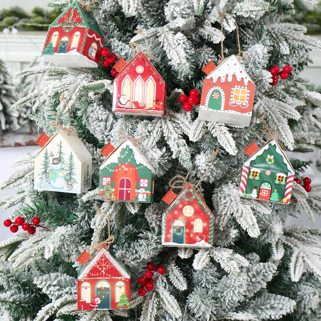 Boîte à bonbons en pain d'épices de Noël, décoration de Noël pour la maison, cadeau du Nouvel An 2024, boîte d'emballage de biscuits, ornement de Noël
