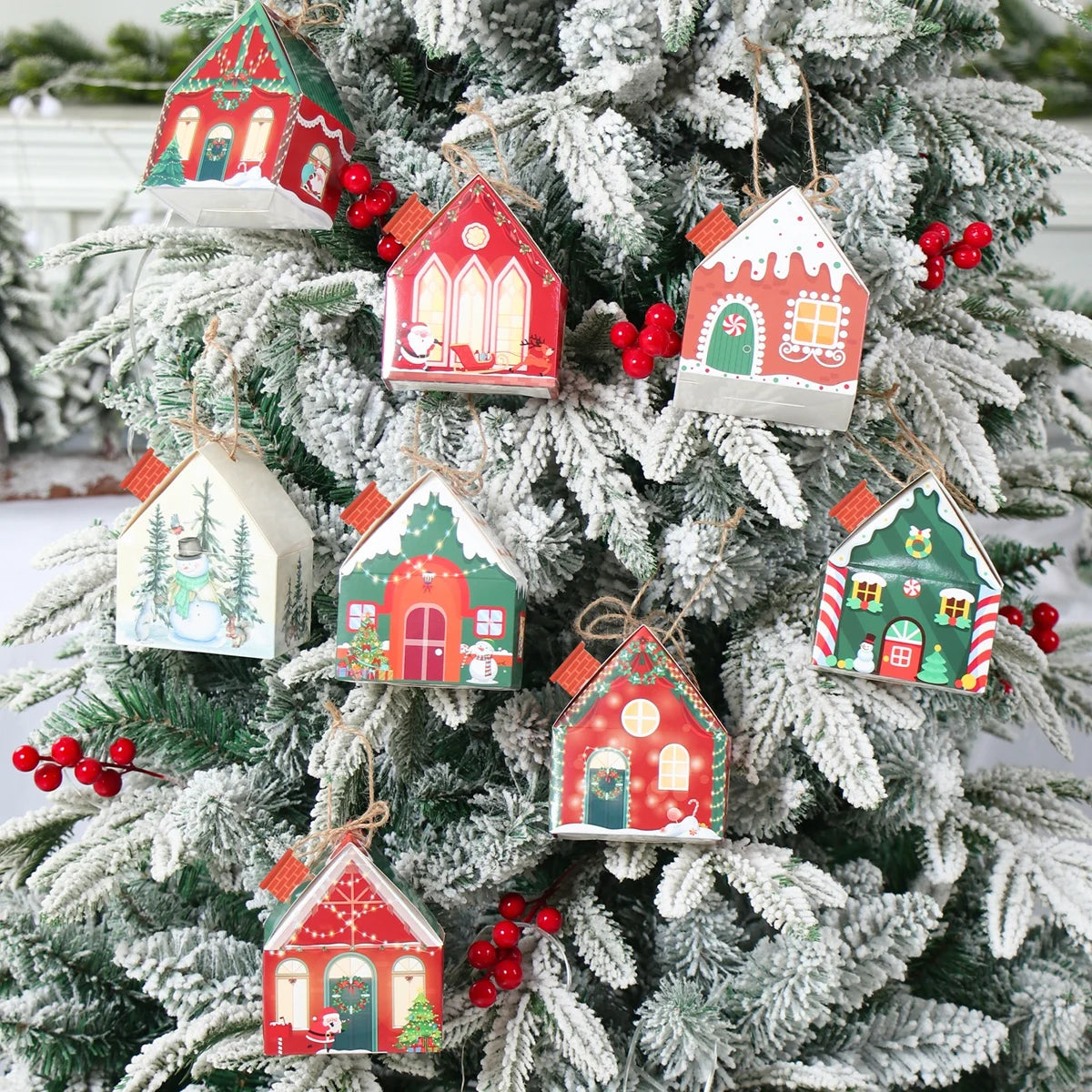 Boîte à bonbons en pain d'épices de Noël, décoration de Noël pour la maison, cadeau du Nouvel An 2024, boîte d'emballage de biscuits, ornement de Noël