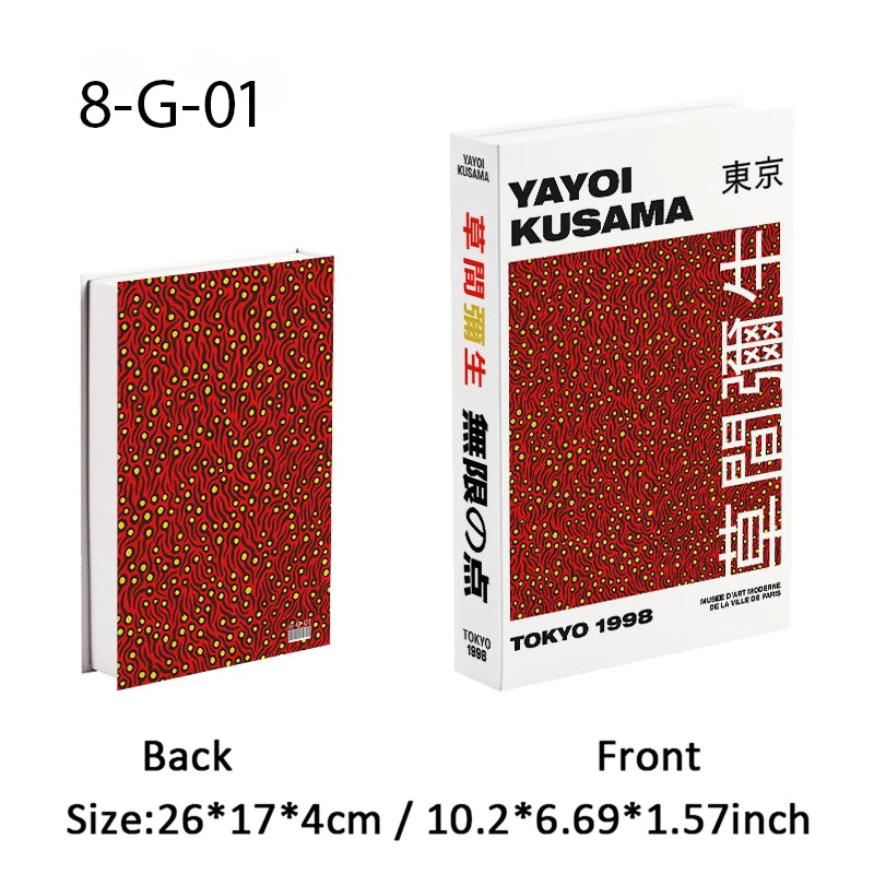 Yayoi Kusama Libros Decorativos de Lujo Abríbles Caja de Almacenamiento de Libros Falsos Adornos de Decoración para el Hogar Decoración de Mesa de Escritorio para Habitación Japonesa