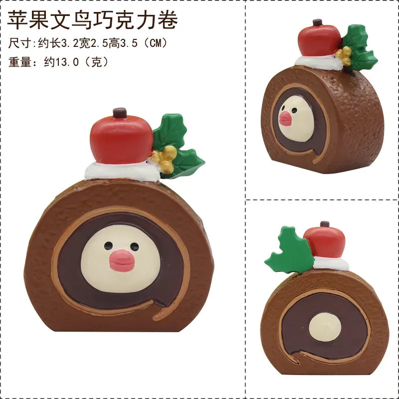 Zakka Figuras Navidad Japonés Creativo Exquisito Mate Resina Navideña Pequeña Decoración Cisne Puff Ukelele Trineo Sofá Reno