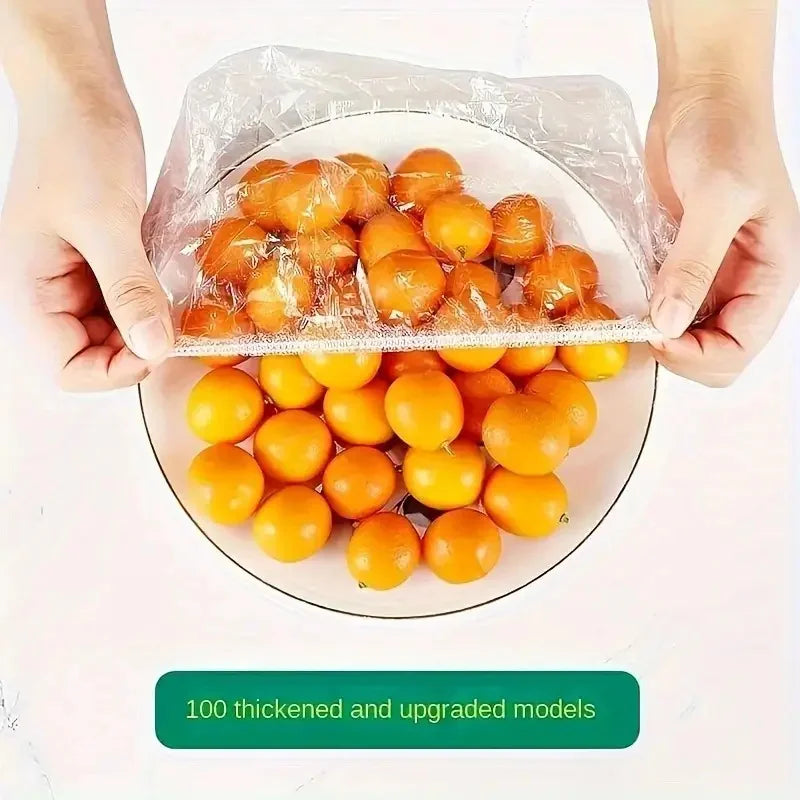 Cubiertas elásticas transparentes de 100 unidades para alimentos, reutilizables, extensibles, para cuencos y platos, sin olor, la alternativa perfecta