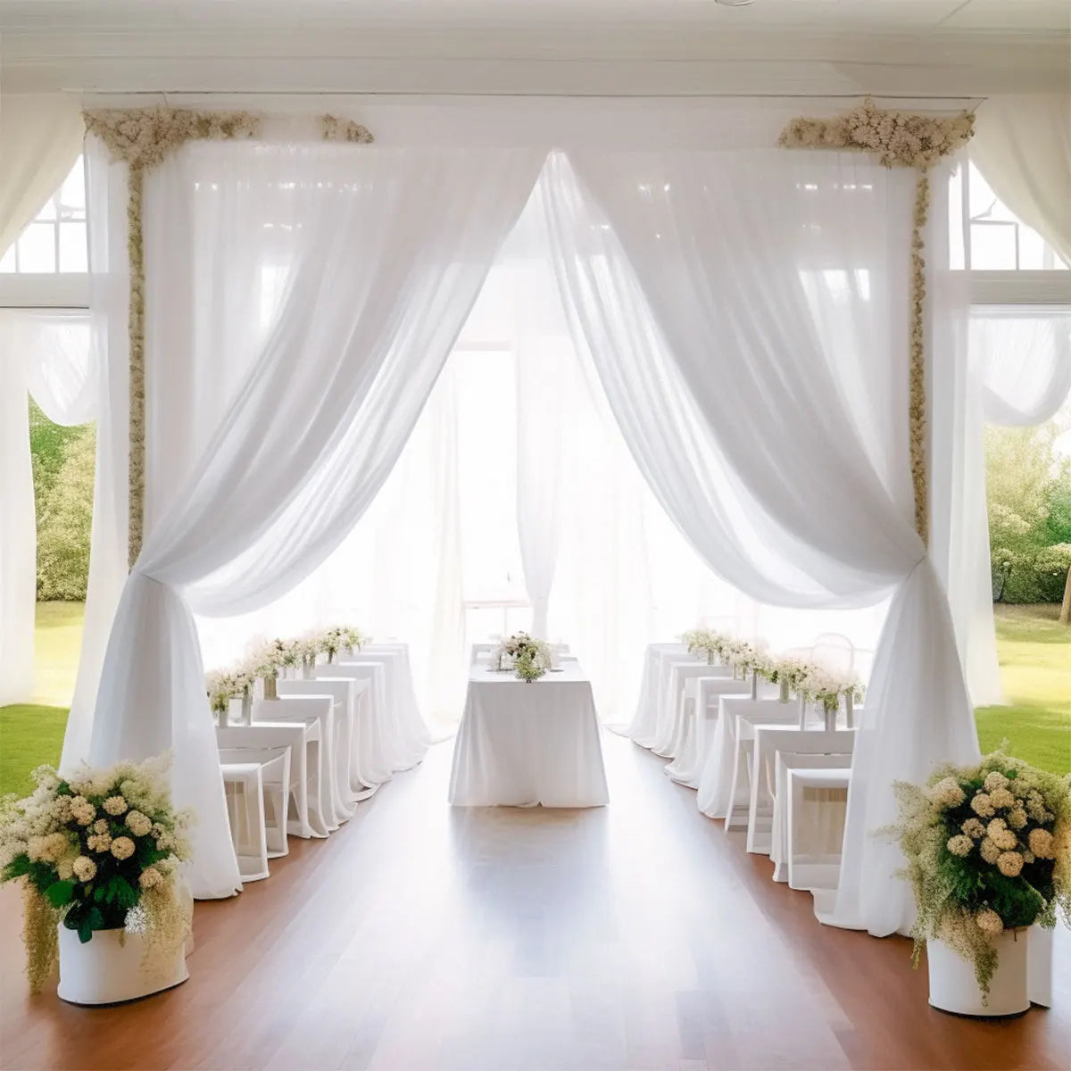 White Wedding Decoration Tulle Roll Crystal Organza Sheer Fabric For Wedding Birthday Party Backdrop Weeding Chair Sashes Decor