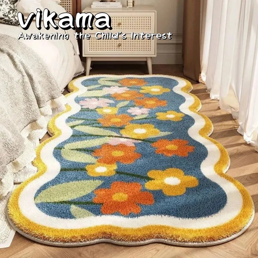 Tapis VIKAMA en fausse laine cachemire, épais, absorbant, résistant aux taches, antidérapant pour le chevet et la maison