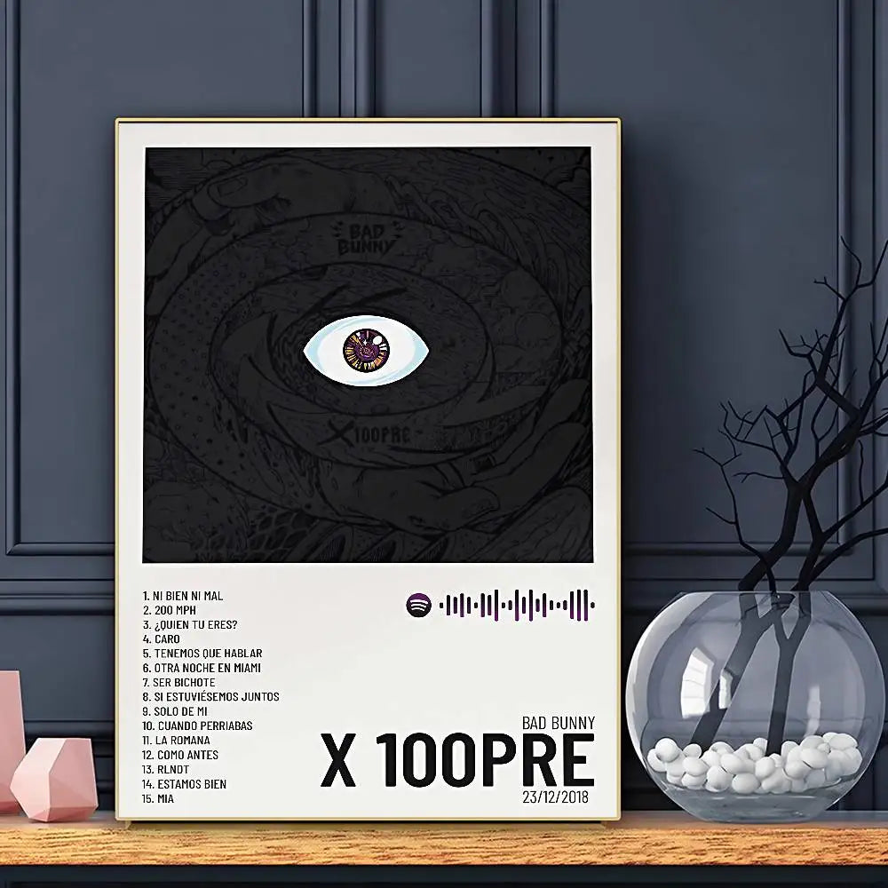 Póster B-Bad B-BunnyS de cantante, arte de pared autoadhesivo, impresión impermeable para el hogar, sala de estar, dormitorio, bar, decoración estética
