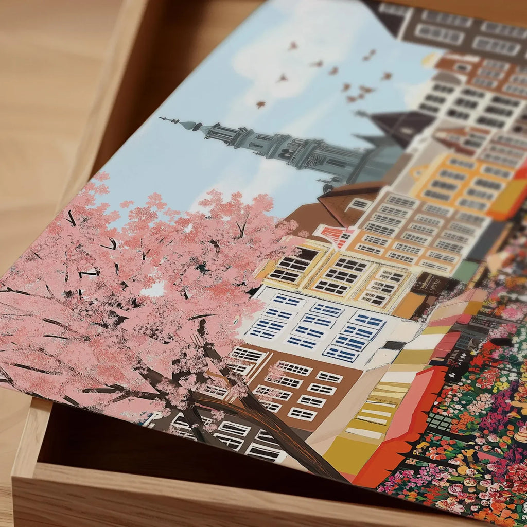 Mercado de flores de Ámsterdam Pintura a la acuarela, Arte de pared de Ámsterdam, Lámina de canales de Ámsterdam, Lámina de viaje de Países Bajos, Póster de ciudad, Nacimie