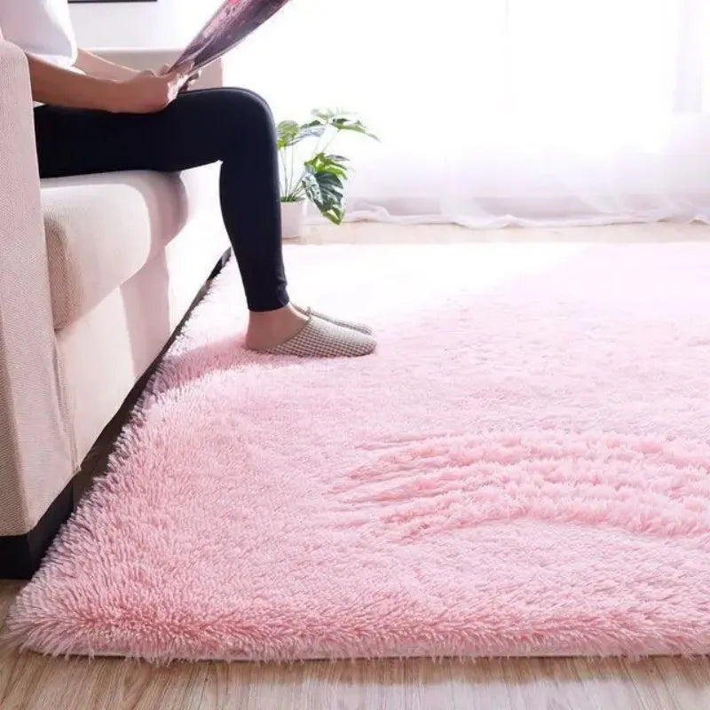 Alfombra de felpa de color liso VIKAMA - Cojín suave y mullido para el dormitorio - Alfombra de suelo para la zona del salón - Decoración del hogar