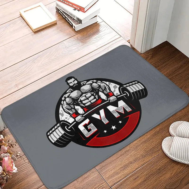 Alfombrilla antideslizante para puerta de entrada de gimnasio, musculación, fitness, alfombra de exterior, felpudo absorbente para jardín, garaje, entrada