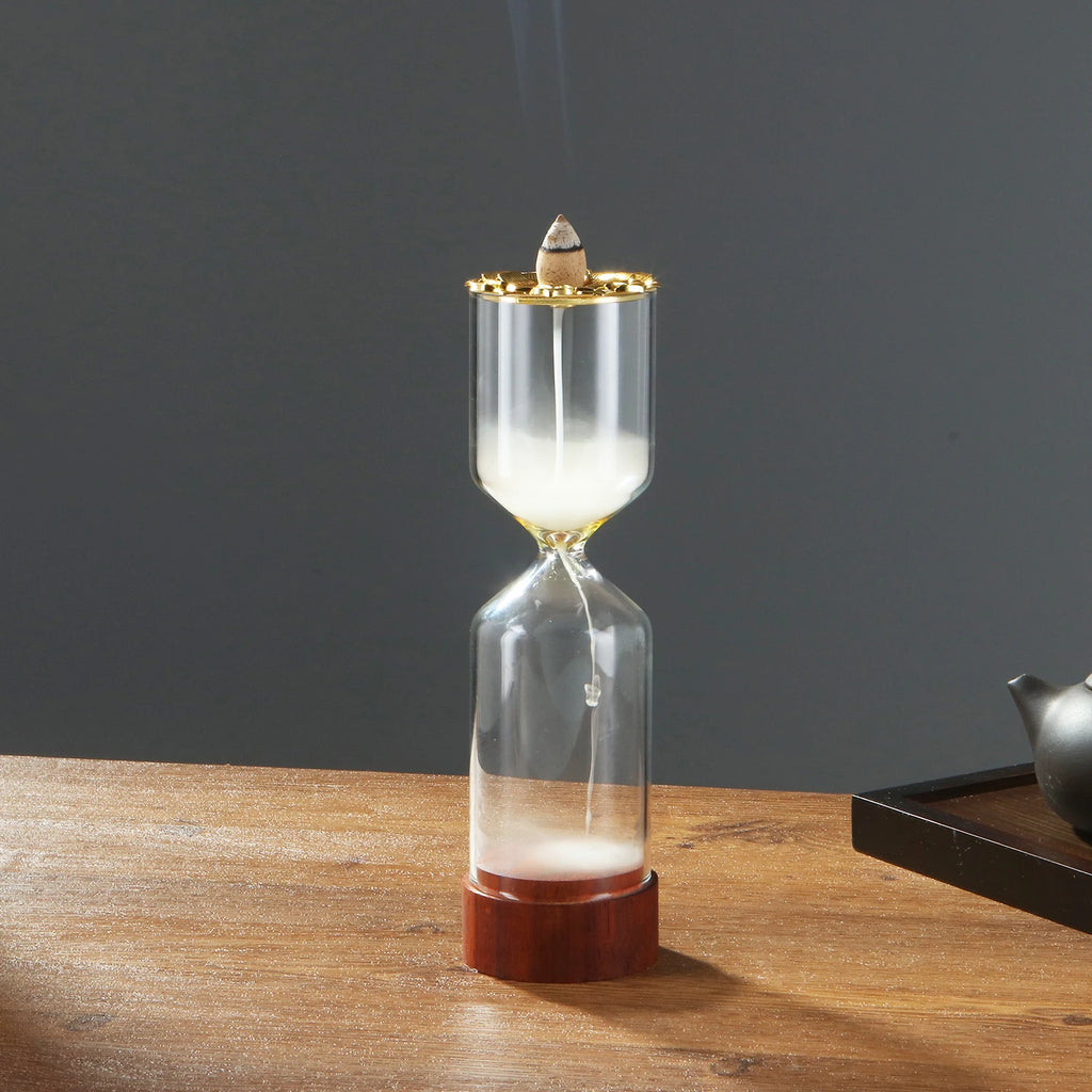 Bruleur d'encens à refoulement cascade en forme de sablier pour cônes d'encens, ornement d'aromathérapie pour la méditation, le yoga, le spa