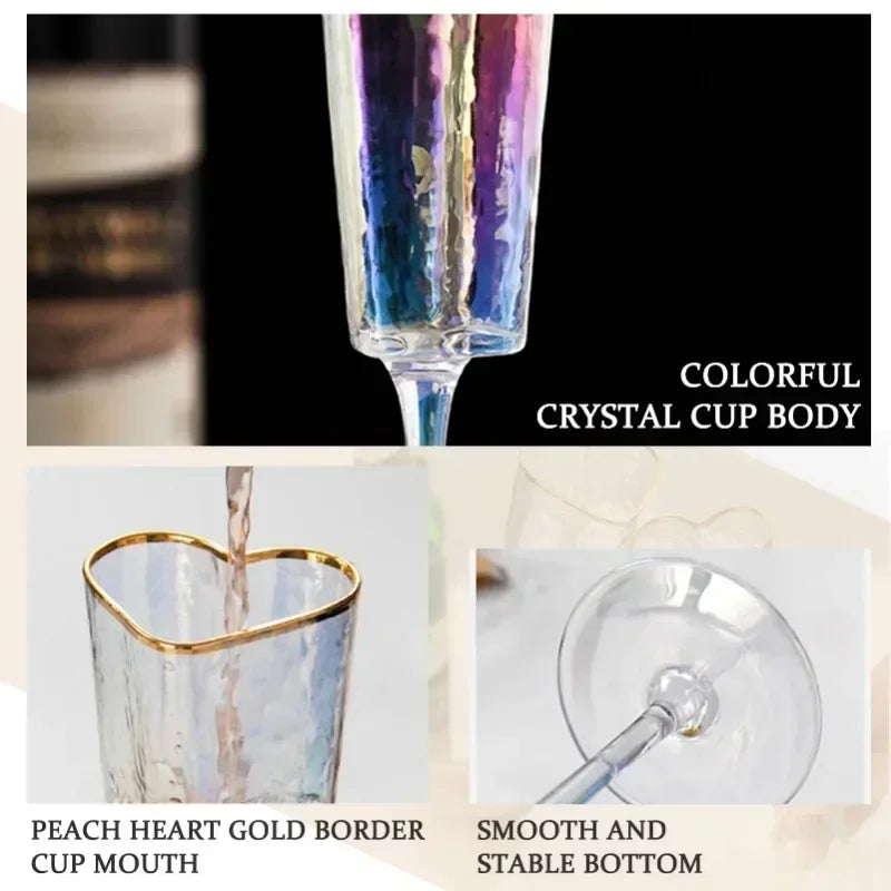 Verre à vin en forme de cœur à jante dorée, durable, pour la maison, les fêtes et les clubs.