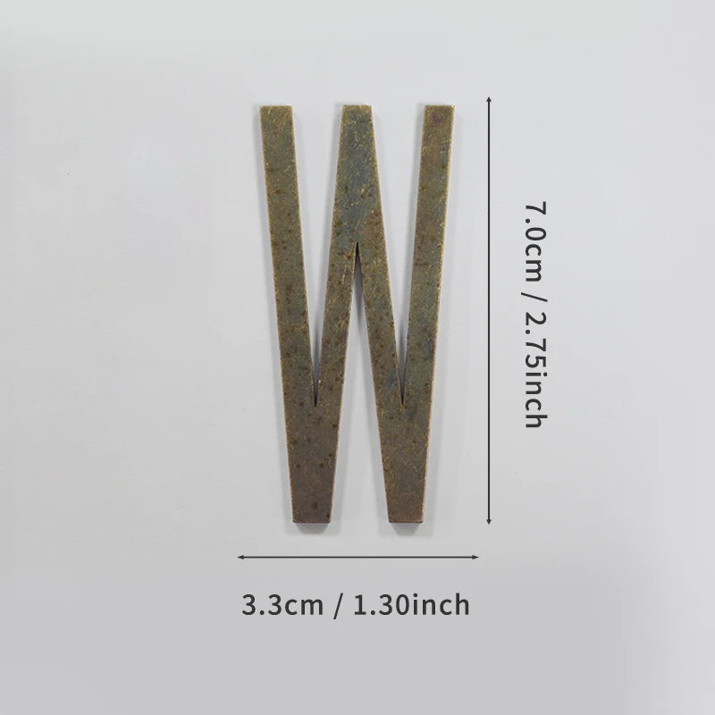 Bronze Self Adhesive House Number Metal English Alphabet Letters for Apartment Room Door Plate Table Mailbox Number Stickers 7cm