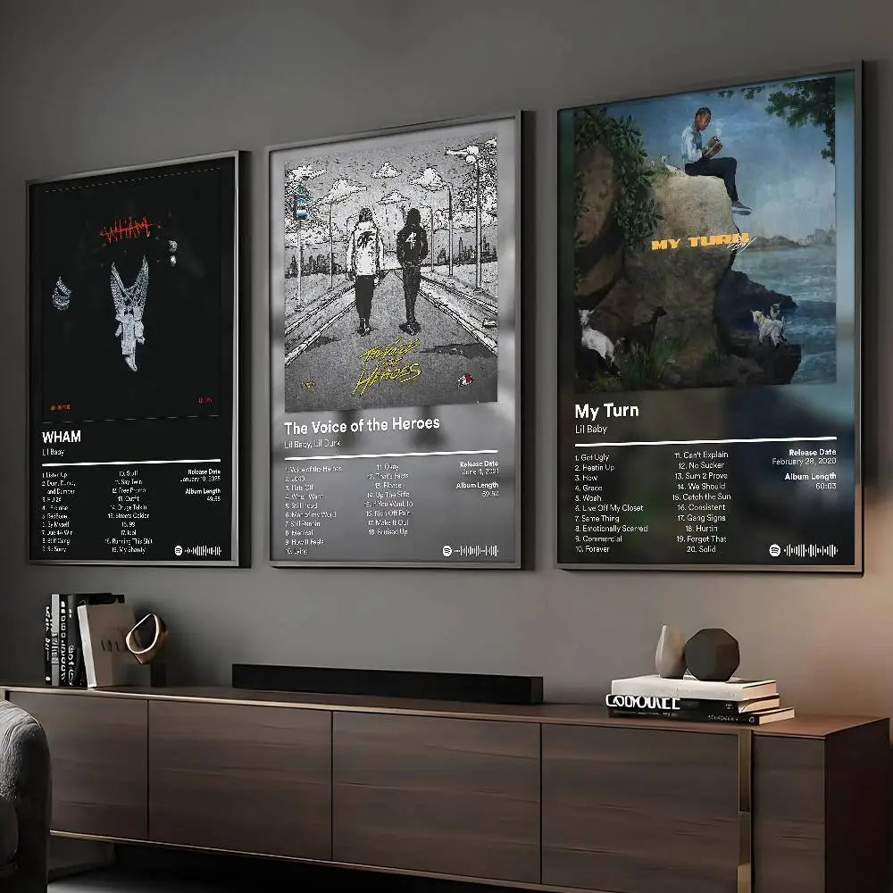 Póster del rapero L-Lil Baby, arte de pared autoadhesivo, impresión impermeable, decoración estética para el hogar, sala de estar, dormitorio, bar