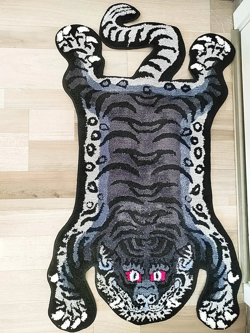 Alfombra con Diseño de Tigre Biónico VIKAMA - Alfombrilla Exclusiva con Forma, Ideal para la Decoración de Sala de Estar y Dormitorio, Alfombra Imprescindible