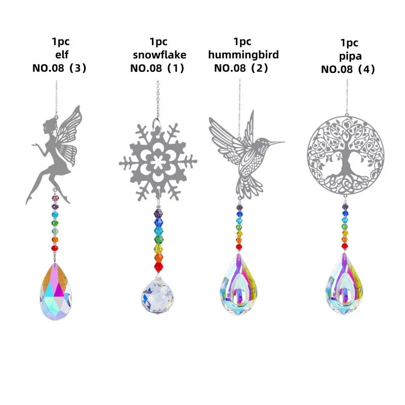 Atrapasoles de metal con forma de mariposa, colgante de bola de cristal, prisma, bricolaje, decoración colgante para ventana, decoración de jardín, atrapasoles