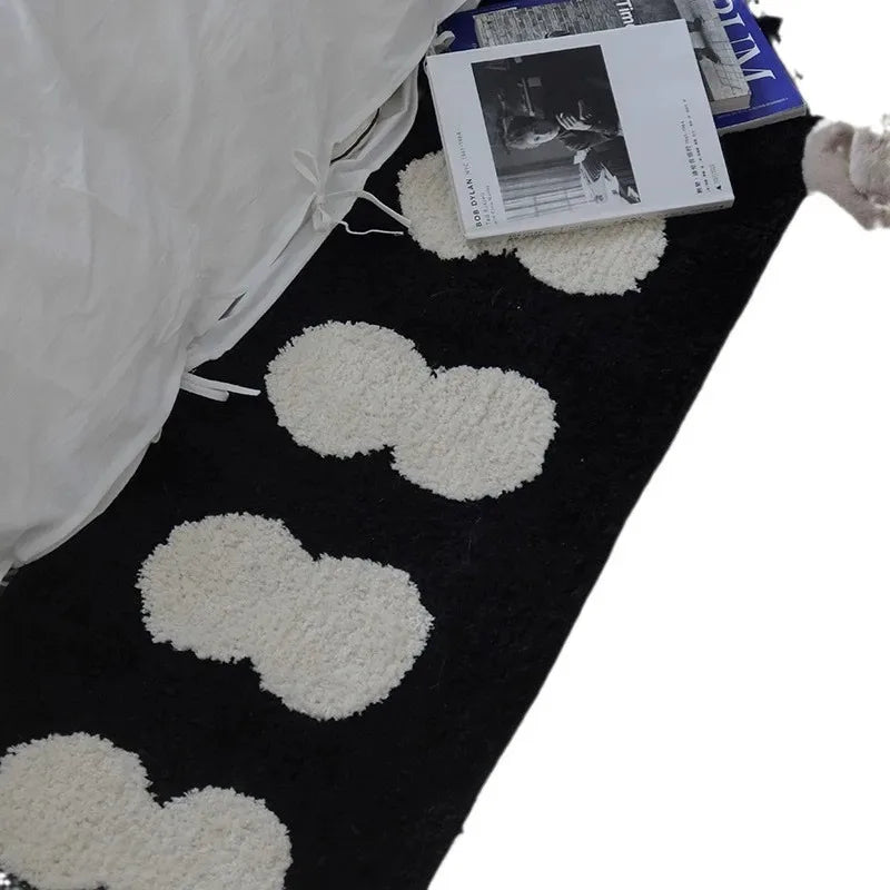 Tapis de chevet minimaliste noir et blanc VIKAMA pour chambres et salons Tapis moelleux et confortable pour la décoration intérieure