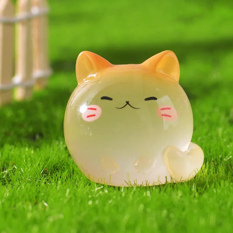 5/20 Pièces Mini Chat Lumineux Micro Paysage Ornements de Bureau Lueur Nocturne Figurines Animales Décorations Maison Voiture Accessoires de Bricolage