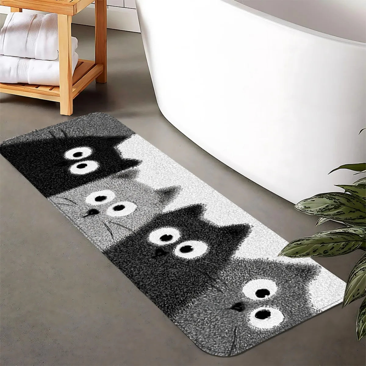 Tapis de sol de dessin animé VIKAMA 4 chatons, tapis de bain doux, paillasson, tapis de cuisine, tapis de salon doux d'hiver pour chambre à coucher, maison